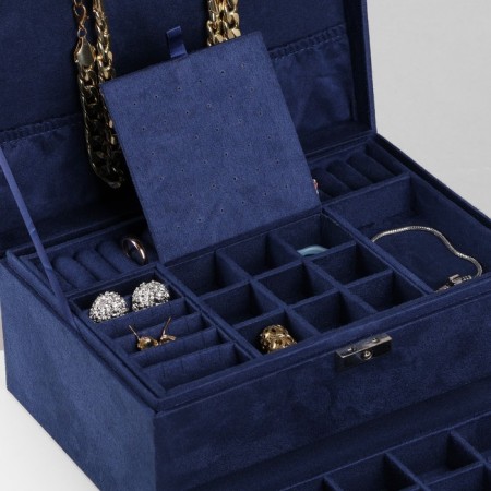 Steam for jewelry "Casket" 2-level, phlock, 24.5 × 17 × 12 cm, blue color-1