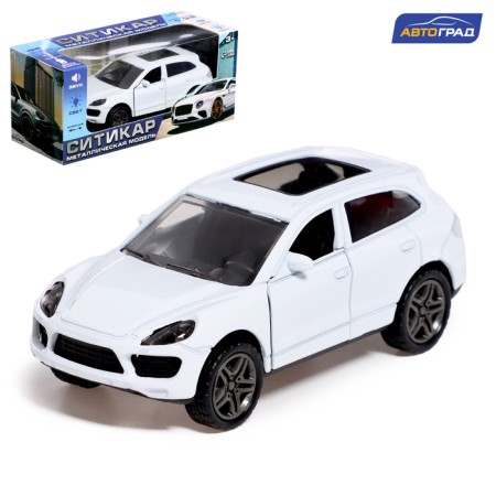 Metal car "Kaen", inertia, 1:32, doors open, light and sound effects, white color