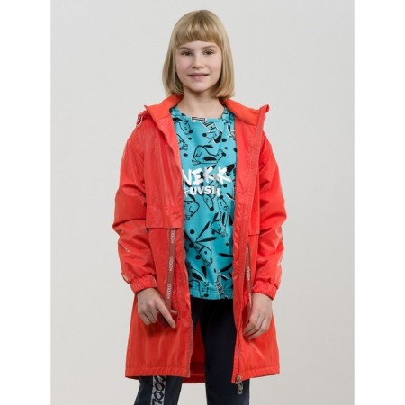 Raincoat for girls, height 134 cm, red color-4