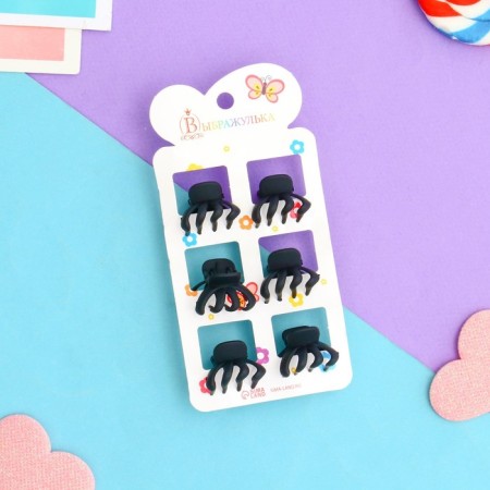 Hair crab "Ariella" (set of 6 pcs) Classic cloves, 2 cm, black