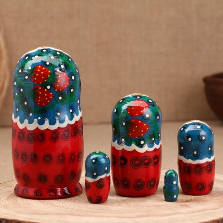Nesting doll "Nina", blue scarf, 5-doll, 16 cm-3