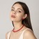 Earrings with rhinestones "Role" lips, red color