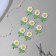 Knitted elements "flowers", 2.5 × 3.5 cm, 10 pcs, cream/green color