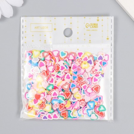 Decor for creativity plastic "heart" (set 90 pcs) from 0.7 to 0.4 cm-3