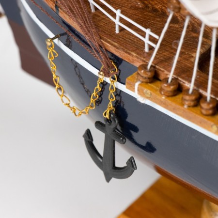 Souvenir ship large "three -masted", sides light tree, white sails, 59 x 10 x 49 cm-2