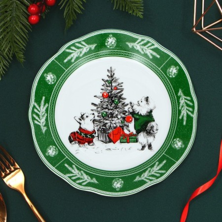 Ceramic plate "New Year's mood", 19 cm, white color-1