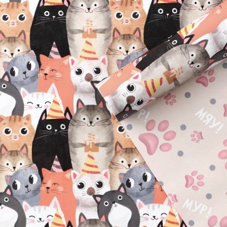 Paper packaging glossy bilateral "cats", 50 x 70 cm