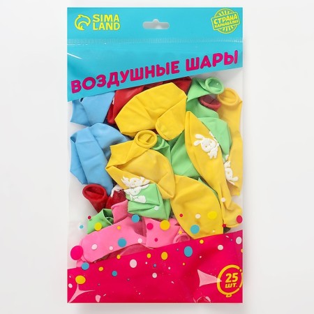 Latex ball 12 “Lovely animals”, pastel, 25 pcs., Mix color-1
