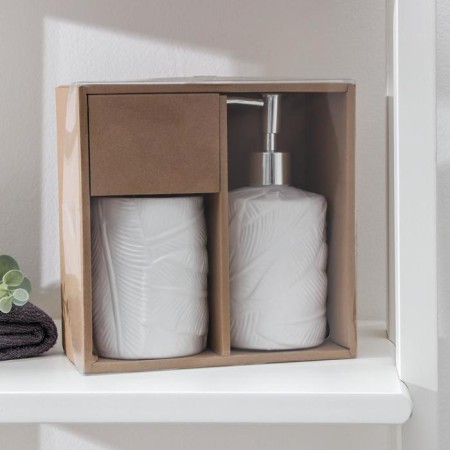 A set of accessories for the bathroom "Foliage", 2 items (soap dispenser, glass), white color-2