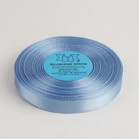 Satin tape, 12 mm × 33 ± 2 m, blue color No. 049-1