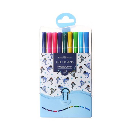 Fleeters of 18 flowers Happycolor, on water -based, in plastic pencil case, mix-12