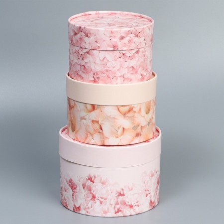 Set of hats 3 in 1, gift packaging, “flowers”, 16 x 10, 14 x 9, 13 x 8.5 cm-1