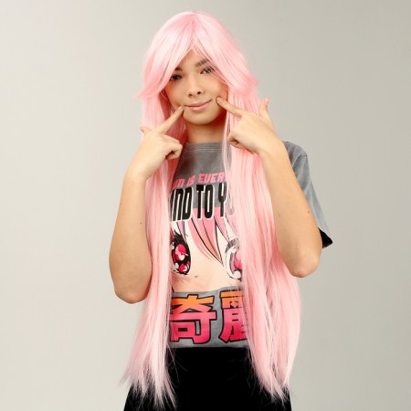 Carnival wig "anime" color pink, long-1