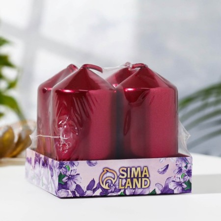 Set of candles "Column", 4 pieces, ruby ​​7x3.8 cm-2
