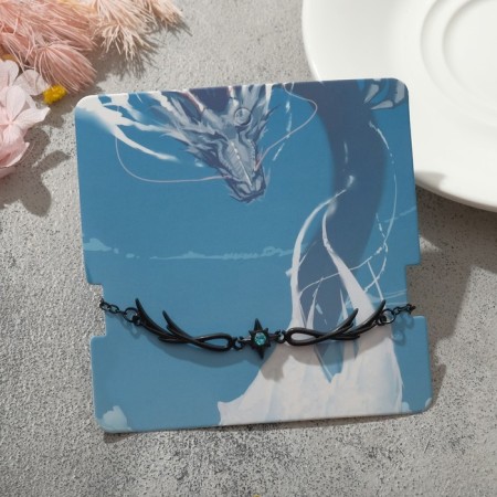 Bracelet "Dragon Star", blue color in black metal, 7 cm-2
