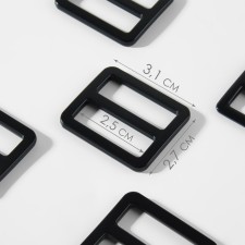 The buckle is regulatory, two -sided, internal width - 25 mm, thickness - 3 mm, 5 pcs, black matte color