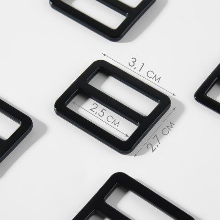 The buckle is regulatory, two -sided, internal width - 25 mm, thickness - 3 mm, 5 pcs, black matte color