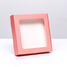 Self -charged box with a pink window, 16 x 16 x 3 cm