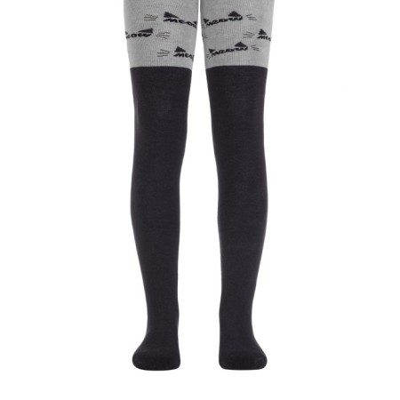 Children's tights with drawings CONTE KIDS Sof-Tiki, height 140-146 cm, color gray-black-4