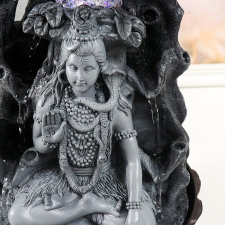The desktop fountain from the network, Siva with a cobra sits under the trees 20.5x20.5x30 cm-4