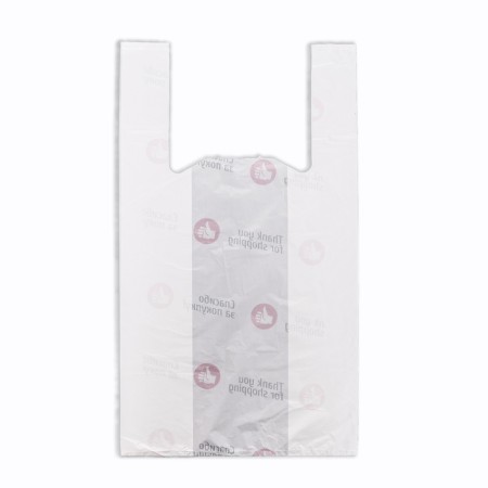 Package Polyethylene T -shirt 28 + 16 x 50 cm, 16 μm, white "Thank you for the purchase"-1