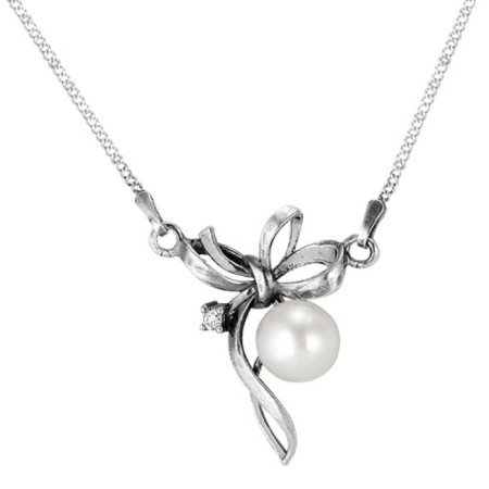 The necklace "Pearl Bant", echoing with oxidation, 45 cm