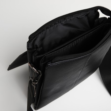 Male bag over the shoulder, Textura, external pocket, black color-6