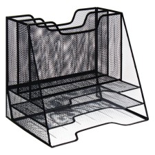 Papers stand, table, 5 departments, mesh, metal, black