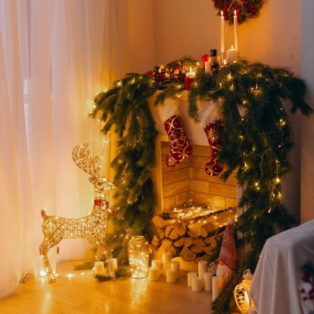 LED figure "Deer golden" 35 × 60 × 10 cm, metal, 220 V, flicker, glow warm white-1