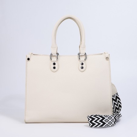 Bag Female Tout with zipper, white color-1