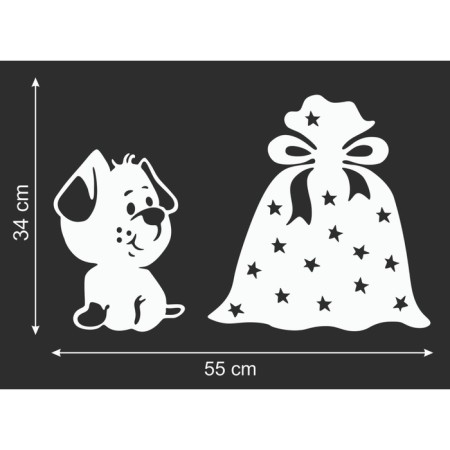 Decorative sticker for windows "puppy and gifts" 55x34 cm-1