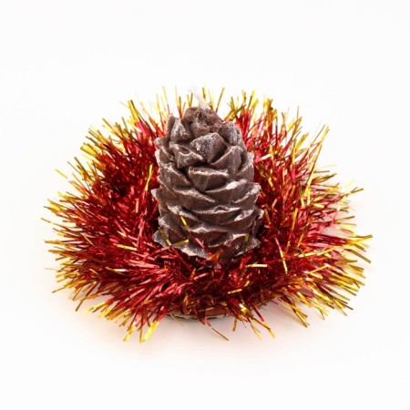New Year's candle "Bump with spruce decor", 7 cm, brown mix-2