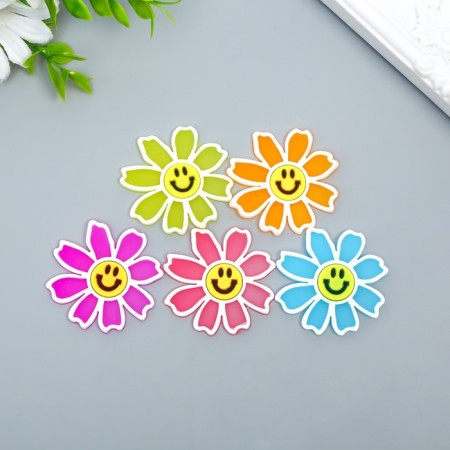 Decor for creativity rubber "Chamomile Smile" set 10 pcs MIX 4x4 cm