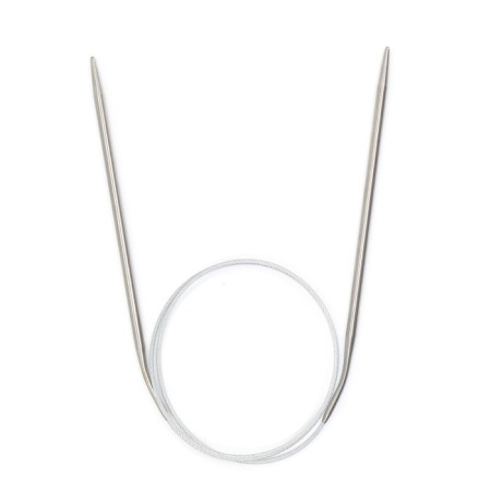 The knitting needles are circular, metal, 80 cm/4.0 mm