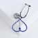 Brooch "Stethoscope" heart, blue color in silver