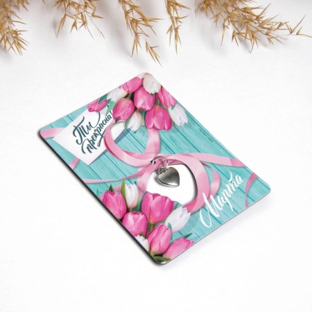 Magnet with a metal suspension "Tulips", 6 x 8 cm-1