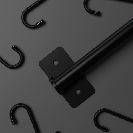 Rail system for the kitchen, 57 cm, 5 hooks, black color-5
