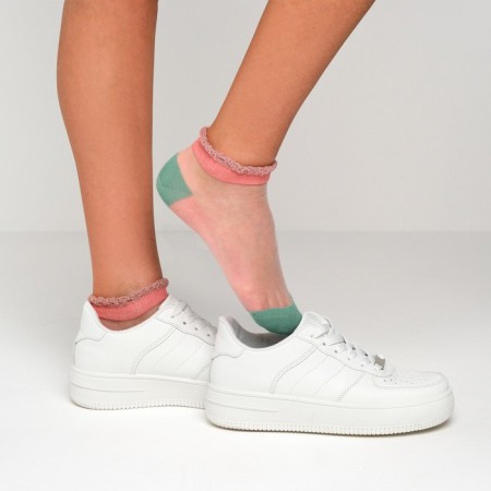 Women's socks glass minku pink/green color, size 36-37 (23 cm)-1