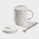 Ceramic mug with a lid and a spoon "Bear", 350 ml, white color