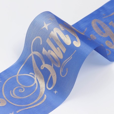 Tape "graduate 9th grade", silk blue foil-1