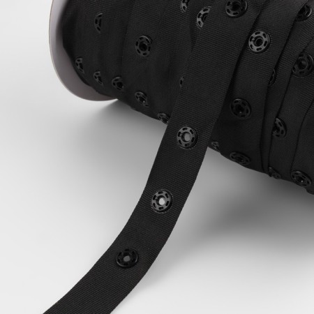 Braid with buttons, 25-25-50 mm, 17 mm × 45 ± 1 m, black color-3