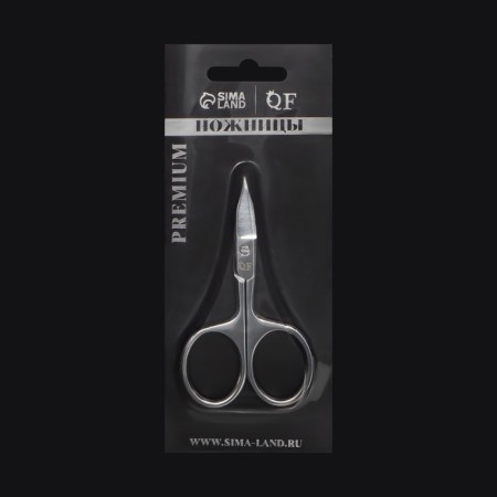 Manicure scissors "Premium", bent, wide, pointed, 9.5 cm, on the blist, silver color-12