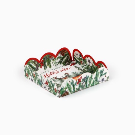 Box for confectionery products with PVC-patch “Happy New Year!”, 10.5 x 10.5 x 3 cm, New Year-3