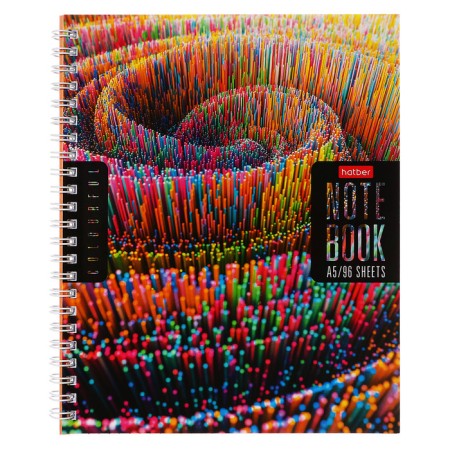 A notebook of 96 sheets in a cage on the crest "Colorful Line", cover Cardon, perforation for separation, block 65 g/m2, mix-6
