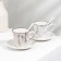 Tea ceramic tea on a metal stand “Marble”, 6 objects: 2 cups 200 ml, 2 saucers d = 14 cm, 2 spoons