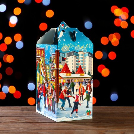 Gift box with a window Christmas tree "Holiday in the city", 19 x 13.5 x 25.5 cm-2