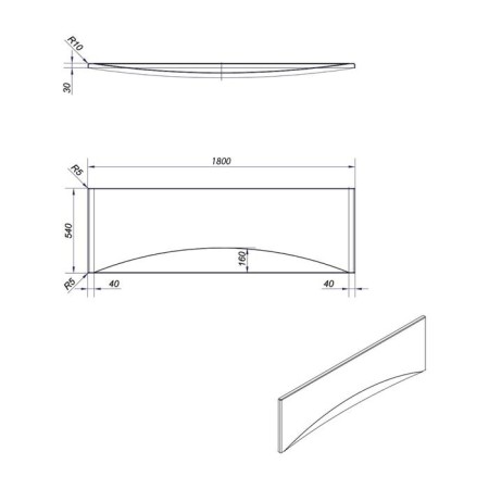 Bath screen frontal Cersanit Virgo 180, universal, white color-2