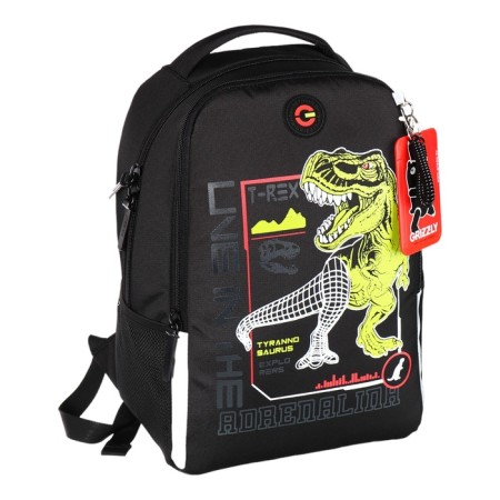 School backpack, 38 x 29 x 16 cm, Grizzly, ergonomic back, black-1
