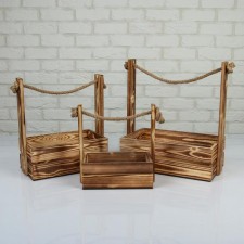 A set of wooden pots 3 in 1 (30.5 × 18.5 × 35; 25.5 × 15 × 30; 20 × 12 × 23) 