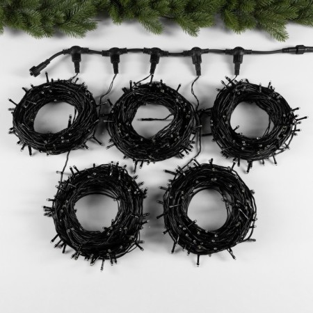 Garland "Clip-Light" 5 threads of 20 m, IP44, UMS, dark thread, 665 LED, glow white, flickering all LEDs, 24 V-1